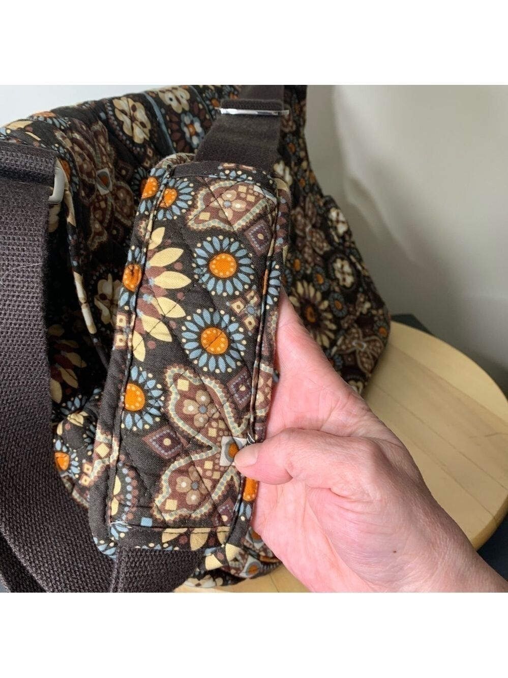 Vera Bradley Crossbody Baby Diaper Messenger Floral Travel Bag Brown Ajust Strap - Picture 11 of 13